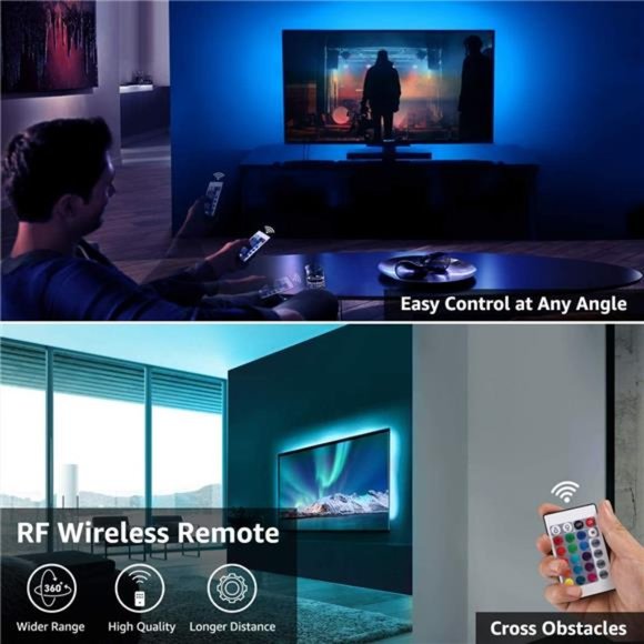 LED Strip Lights for TV,6.56Ft RGB Color Changing TV Backlights with Remote - Picture 5 of 6